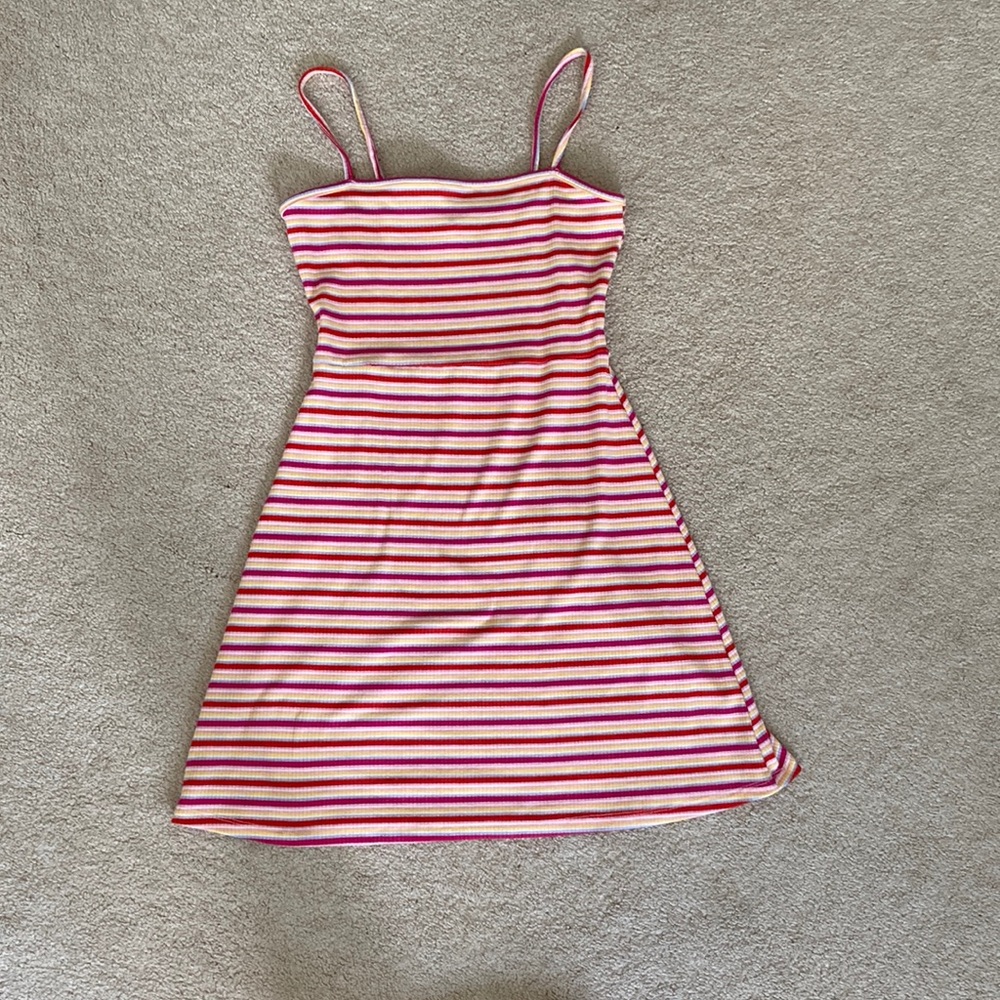 Bershka spaghetti strap striped mini dress